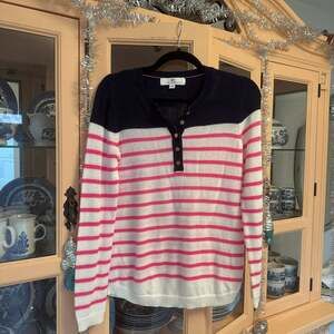 Jean-Pierre Herrera V-Neck Striped Cotton Sweater  (XS)